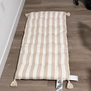 Elegant Striped Tan and White Mattress Cover